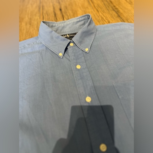 VINTAGE Ralph Lauren Tilden Cotton short sleeve embroidered logo shirt blue - Picture 7 of 16